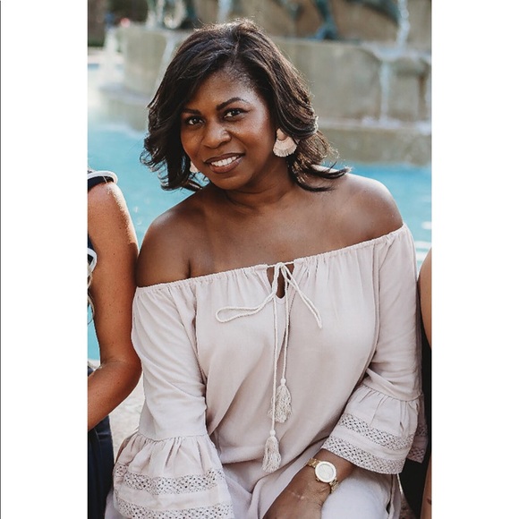 Off Shoulder Crochet Detail Bell Sleeve Dress - Picture 2 of 5